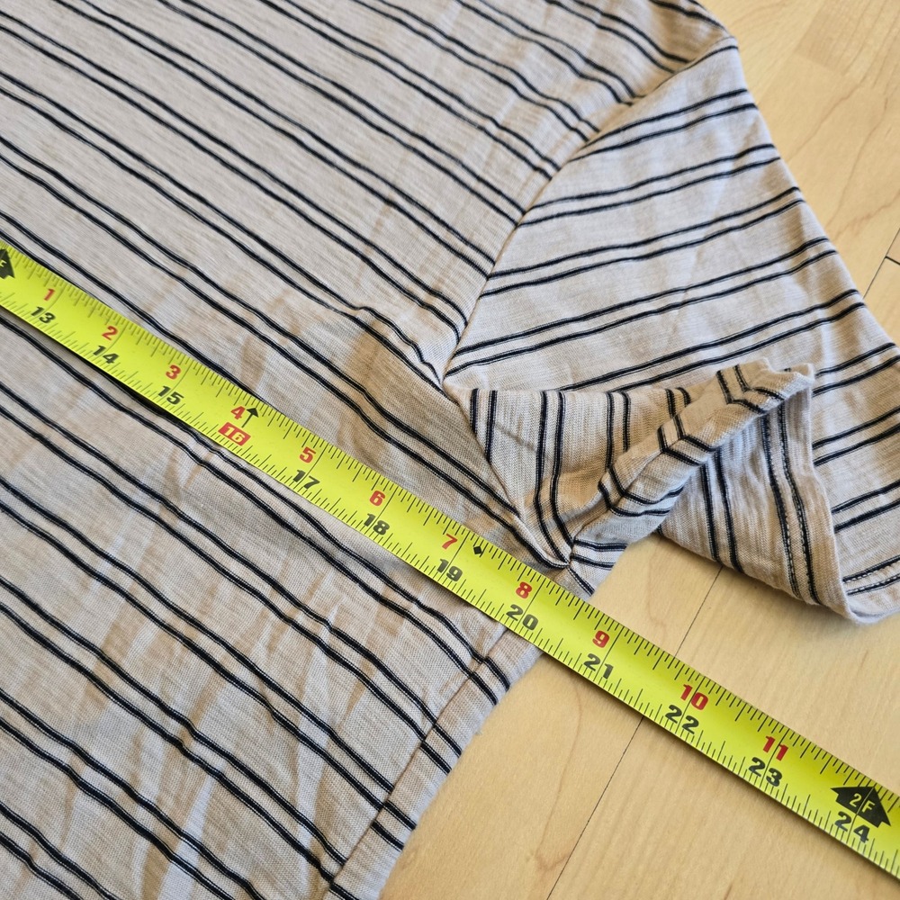 Veronica Beard Womens XL Beige Black Striped Short Sleeve Crewneck T-Shirt Peru - Picture 8 of 11